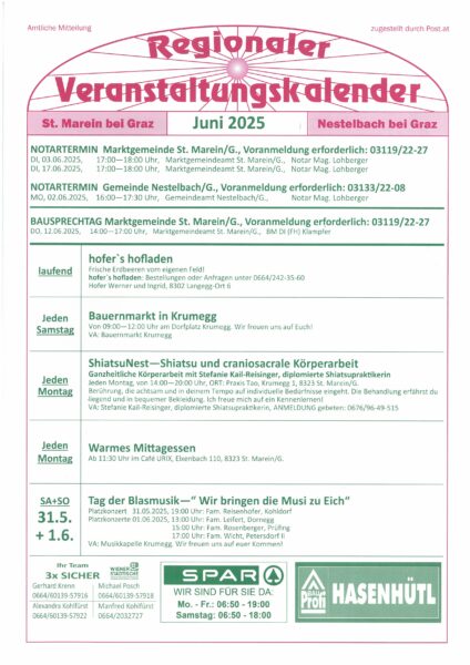 Veranstaltungskalender Juni 2025