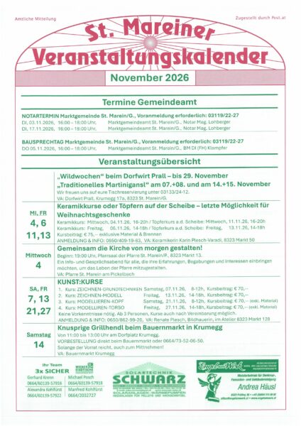Veranstaltungskalender November 2026